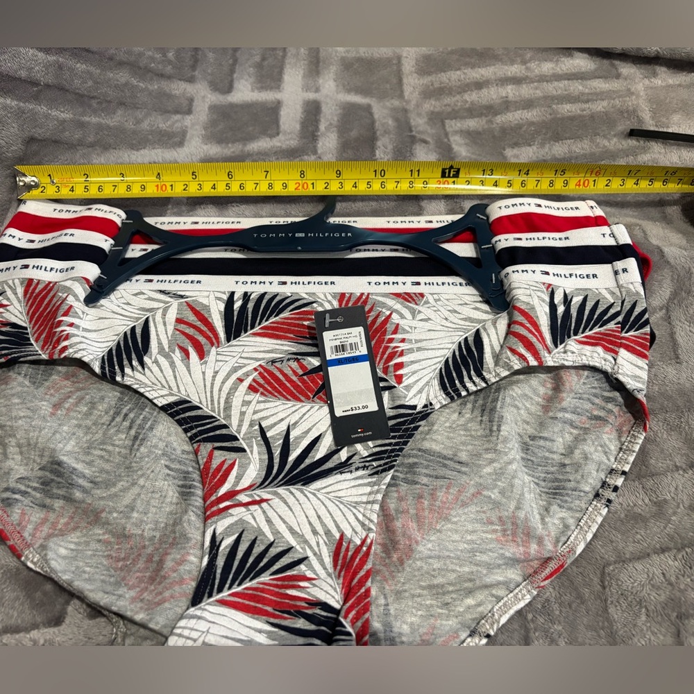 Tommy Hilfiger Classic Cotton Logo Bikini | 3 Pack | Apple Red/ Navy/ Mini Palms - Picture 5 of 5